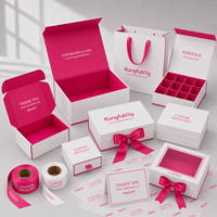 Caja de Cartón Corrugado Blanca y Magenta Personalizada Lista para Exportación, Caja de Envío para Set de Cosméticos, Accesorios Tecnológicos y Ropa Interior