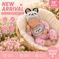 BAkwbwBY Boneka Bayi Reborn 18 Inci Full Vinyl, Dapat Disesuaikan Warna Rambut dan Kulit, Dilengkapi Pakaian, Mata Tertutup, Set Aksesoris Lengkap, Cocok untuk Hadiah