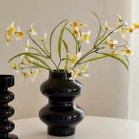 Élégante branche de fleur d'orchidée Oncidium à longue tige, branche florale pour vase de table, accessoire de photographie, ornement d'intérieur de luxe