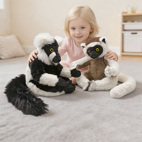 Peluche Lémur à queue annelée réaliste, Adorable animal de la jungle en peluche, Cadeau pour enfants, Ornement