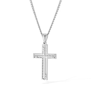 Collier pendentif croix en acier titane minimaliste avec zircon cubique pour la mode Hip Hop - Product Image 1