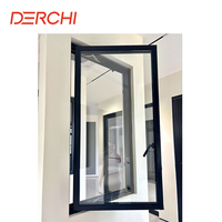 DERCHI NFRC, diseño minimalista moderno, reemplazo de perfil fino de aluminio Low E, ventanas abatibles negras insonorizadas para EE. UU.
