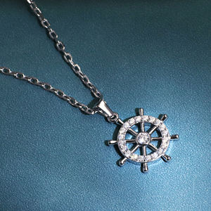 Collar con Colgante de Timón de Barco de Moissanita Tianyu, Plata de Ley 925, Chapado en Oro Blanco de 18K, Joyería para Mujer - Product Image 3