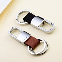 Porte-clés en cuir en alliage de zinc avec logo gravé au laser personnalisé, porte-clés de voiture, cadeau promotionnel d'entreprise, unisexe