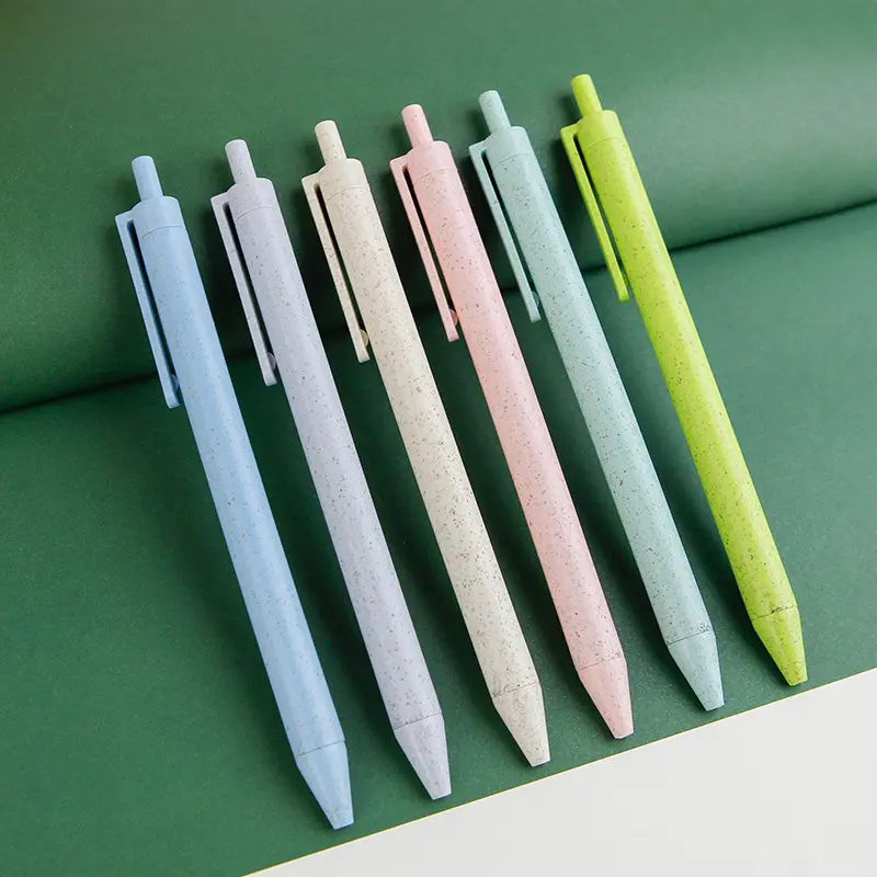 Nuovo stile a buon mercato su misura penne a sfera in plastica di paglia di grano ecologico degradabile penne promozionali
