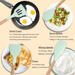 <b>Silicone</b> Durable Kitchen Utensil Set Wooden Handles 12-Piece Multi-Color Box Modern Minimalist Design Custom Logo Option - Product Image 5