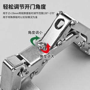 Bisagra de cierre suave Wukeshu de 5 pulgadas y 170 grados con placa de 40 mm de grosor para montaje en superficie, mecanismo de amortiguación para puerta de gabinete - Product Image 3