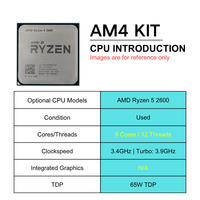 Nouvelle carte mère B450 MATX Combo AMD Ryzen 5 2600 CPU, prend en charge 2x DDR4 DIMM Slots XMP Gen3 X4 NVME M.2 SATA3.0, carte mère B450