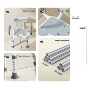 Aluminum Alloy Elderly and Pregnant Women's Shower Chair With Back and Arm - Product Image 3
