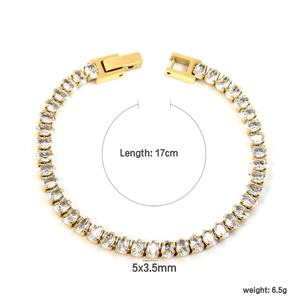 Pulsera de Moda con Baño de Oro de 18k, Cuadrada, con Circonitas, Resistente al Agua, de Acero Inoxidable, para Mujer, Regalo para Damas - Product Image 3