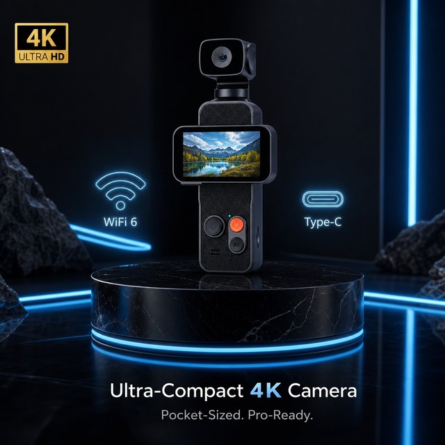 Portable Pocket DV Model Y1 4K Video Camcorder Handheld Action Camera WiFi App Control 1.9-inch Rotating LCD Screen 170 View