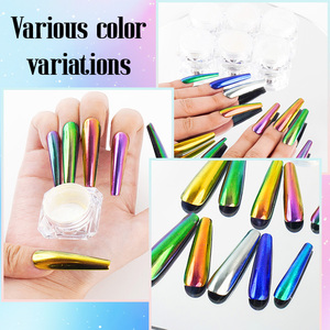 9สีโครเมี่ยมเงางามอย่างมหัศจรรย์เล็บแสงออโรราประกายมุกสีขาวผงออโรราสำหรับเล็บ - Product Image 5