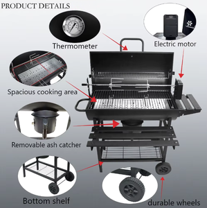 Carrito <span class=keywords><strong>de</strong></span> Barbacoa <span class=keywords><strong>de</strong></span> Carbón Resistente OEM, Ahumador Moderno <span class=keywords><strong>para</strong></span> Exteriores, Mesas Dobles Plegables, Hierro con Recubrimiento en Polvo, Control Táctil - Product Image 2