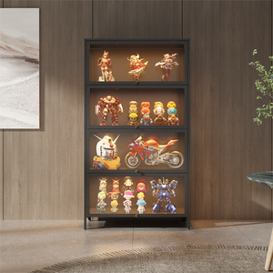 Estantería moderna de acero con puertas de vidrio, estantería modular de almacenamiento para muebles de sala de estar - Product Image 3