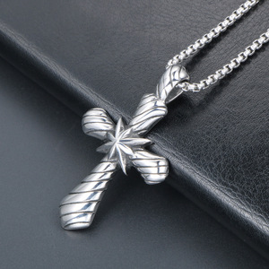 Stainless Steel <b>Cross</b> Pendant Necklace Geometric Design Men's Jewelry Gift SP735 - Product Image 3