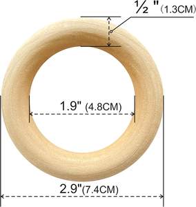 80 piezas de anillo de madera de 2,76 pulgadas, anillo de madera natural para hacer joyas y <span class=keywords><strong>manualidades</strong></span> DIY, anillo de madera lisa sin terminar, - Product Image 2