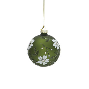 Fournitures <span class=keywords><strong>de</strong></span> noël Offre Spéciale boules <span class=keywords><strong>de</strong></span> verre vertes, ornements avec <span class=keywords><strong>fleurs</strong></span> pour décoration <span class=keywords><strong>de</strong></span> vacances et cadeau <span class=keywords><strong>de</strong></span> nouvel an - Product Image 2
