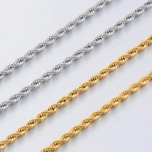 Cadena de cuerda trenzada de acero inoxidable 316L de color dorado, ancho 2/3/4/5/6 mm, para joyería de hombre y mujer, venta al por mayor. - Product Image 3