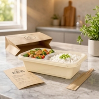 Contenants alimentaires en plastique à deux compartiments, boîtes à lunch jetables pour plats à emporter, adaptés à une utilisation dans les restaurants.