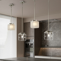 Luminaire suspendu carré en verre Kasanto, luminaire de plafond en fer, douille E14, AC 220V, commande par interrupteur, décoration d'hôtel