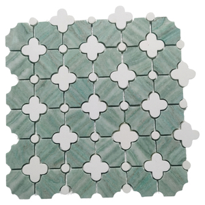 OMK nuovo arrivo tessere di mosaico in marmo bianco verde tessere di mosaico in marmo per TV sfondo muro - Product Image 1