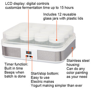 12 ly sữa chua nhà sản xuất sữa chua nhà sản xuất 11101b0 điện thép không gỉ OEM ODM hộ gia đình nhà bếp chất liệu của Jar - Product Image 4