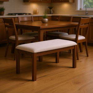 Panca Contemporanea in Legno Massello con Finitura Marrone Naturale, Arredamento per Cucina e Sala da Pranzo, Seduta Confortevole - Product Image 2