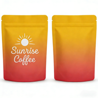 Sachet de café personnalisé imprimé dégradé, refermable avec fermeture éclair, emballage alimentaire en plastique pour café en grains ou moulu 250g