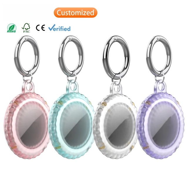 HUANLONG Airtag Holder Silicone Waterproof Shockproof Case Keychain Protective Cover for Luggage GPS Tracker for AirTags