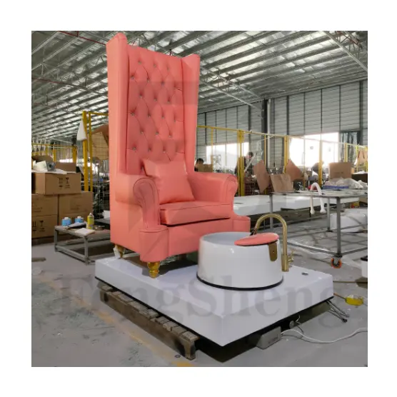 2023 Pink New Design luxury unique shape pedicure massage chair High Back Throne pedicure chair beauty pedicure spa chair