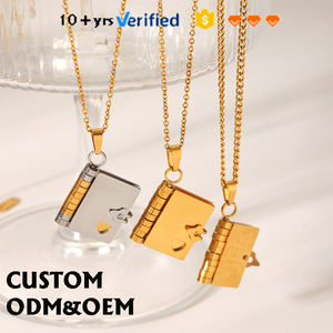 Высококачественное модное водонепроницаемое ожерелье с подвеской-книжкой из нержавеющей стали с титановым покрытием для пар - Product Image 1