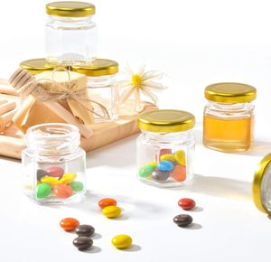 High Quality 45ml Mini Hexagon Honey Jar With Gold Lid for Gifts Wedding Favors Honey Jams Jelly Candy - Product Image 4
