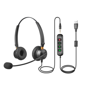 Casque de centre d'appels TalkVioce pour bureau professionnel avec connecteurs DC3.5 vers USB ou TYPE-C et réduction de bruit ENC - Product Image 1