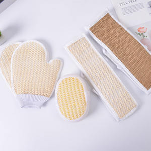 Gant de massage corporel <span class=keywords><strong>Sisal</strong></span> Chanvre Naturel Réutilisable Éponge pour enlever les peaux mortes Gant de bain en chanvre Ensemble d'épurateur de bain 4 pièces - Product Image 1