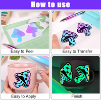 Juego de 4 pegatinas luminosas de PVC autoadhesivas de 10*12 pulgadas, película de papel de transferencia fácil para decoración de tazas, coches y hogar