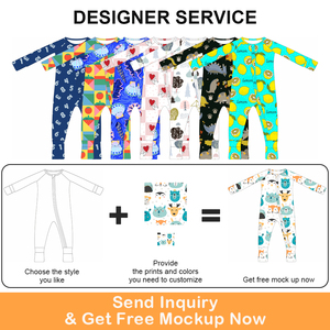 Mono <span class=keywords><strong>de</strong></span> Bebé Personalizado <span class=keywords><strong>de</strong></span> Fábrica, Orgánico, 95% Bambú, 5% Elastano, con Cierre, Pijama para Niños Pequeños, Unisex - Product Image 3