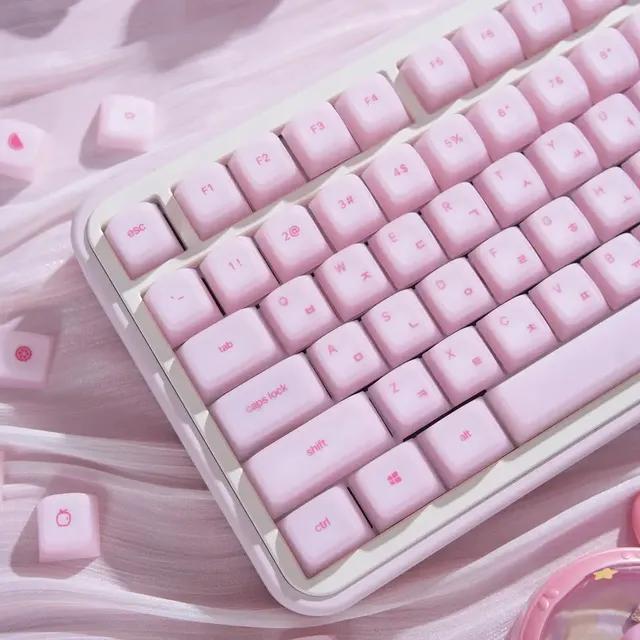 113 Keys Korean Hangul Keycaps Silicone Cherry Profile Custom Gaming Mechanical Keyboard Personalized Pink Made Mainland China