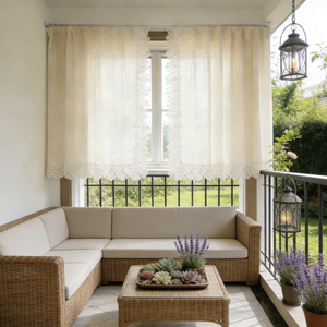 <span class=keywords><strong>Rideau</strong></span> <span class=keywords><strong>court</strong></span> brodé floral à suspendre sur tringle – Respirant <span class=keywords><strong>pour</strong></span> cuisine, chambre, balcon, décoration intérieure - Product Image 4