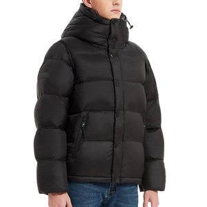 Vestes pour hommes Manteaux Veste d'hiver à fermeture éclair de qualité Manteau en duvet à capuche avec logo personnalisé pour hommes - Product Image 3