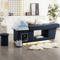Chuque Lit de lavage de cheveux électrique avec massage et thérapie crânienne, pour Spa Thaï, Salon de Beauté et Salon de Coiffure, en cuir, inclinable, avec circulation d'eau