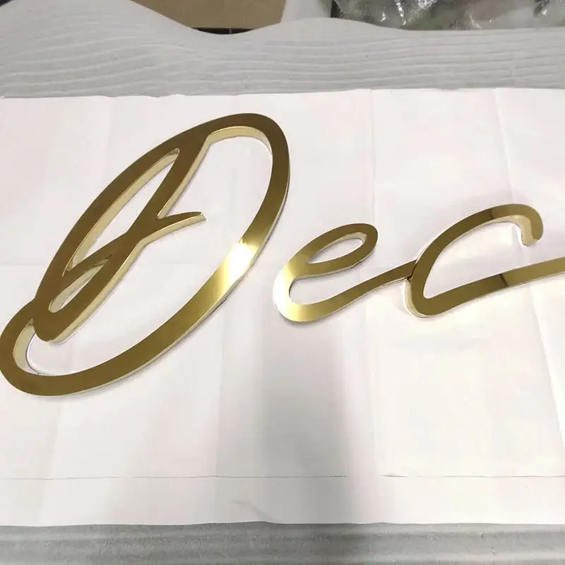 Customล็อบบี้โลหะช่องตัวอักษรสีทองสแตนเลสโฆษณาป้ายในร่มสำหรับบริษัท