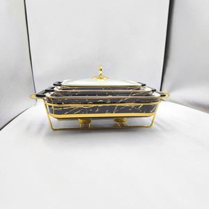 Olla Nórdica Rectangular de Cerámica con Doble Asa para Sopa, Soporte Moderno para Hotel, Plato Creativo para Hornear con Vela de Bajo Calor - Product Image 6