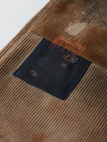 Lotfeel Pantalon en jean en velours côtelé vintage de haute qualité, délavé, taille mi-haute, coupe droite, effet usé, avec patchs japonais