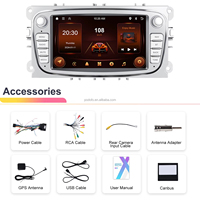 Podofo 2+64G 7'' Autoradio Android Stéréo CarPlay/Android Auto/GPS/WiFi/RDS pour Ford/Focus/S-Max/Mondeo/Galaxy/Kuga
