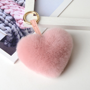 Usine en gros toutes sortes de couleur véritable pendentif coeur en fourrure de lapin Rex - Product Image 2
