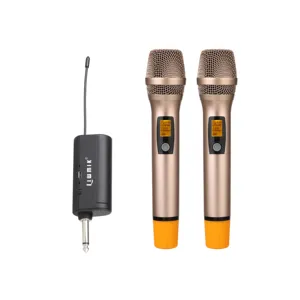 MD3120 Pro UHF PLL Mikrofon Tanpa Kabel, Mikrofon Genggam Emas dengan Mikrofon Mini Dapat Diisi Ulang untuk Gereja, Guru, Pernikahan