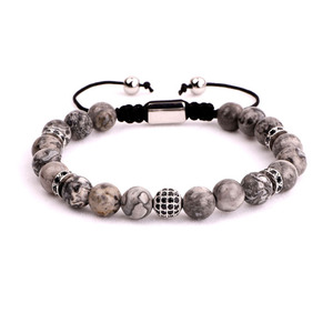 Bijoux de location de perles de pierre naturelle Bracelet en macramé tressé pour hommes JBS10687 - Product Image 2