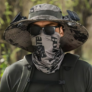 Sombrero de ventilador alimentado por energía solar para hombre-Sombrero de Sol de pesca de ala ancha con protección UV para actividades al aire libre de verano - Product Image 1