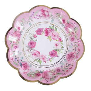Assiettes et serviettes en papier florales de luxe, fournitures de fête, décoration florale rose pour baby shower, bridal shower, tea party, <span class=keywords><strong>anniversaire</strong></span> - Product Image 5