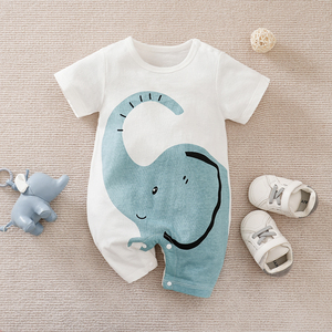 Factory Customization Cute Cartoon <strong>Elephant</strong> Short Sleeve 100%cotton Newborn Baby Clothes Baby Rompers <strong>Onesie</strong> - Product Image 2